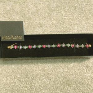 NIB Goldtone gemstone floral bracelet